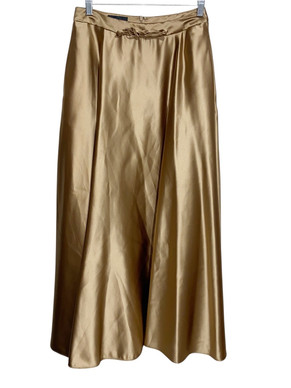 Vintage Ralph Lauren Skirt Womens Small Gold Satin Maxi Evening Formal Holiday